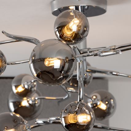 Brilagi - Lampadario a plafone LED MISTEL 15xG9/3W/230V nero cromato/fumé