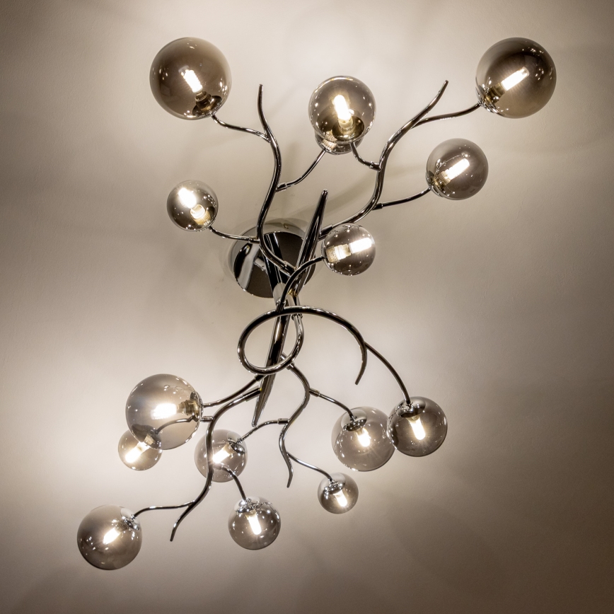 Brilagi - Lampadario a plafone LED MISTEL 15xG9/3W/230V nero cromato/fumé