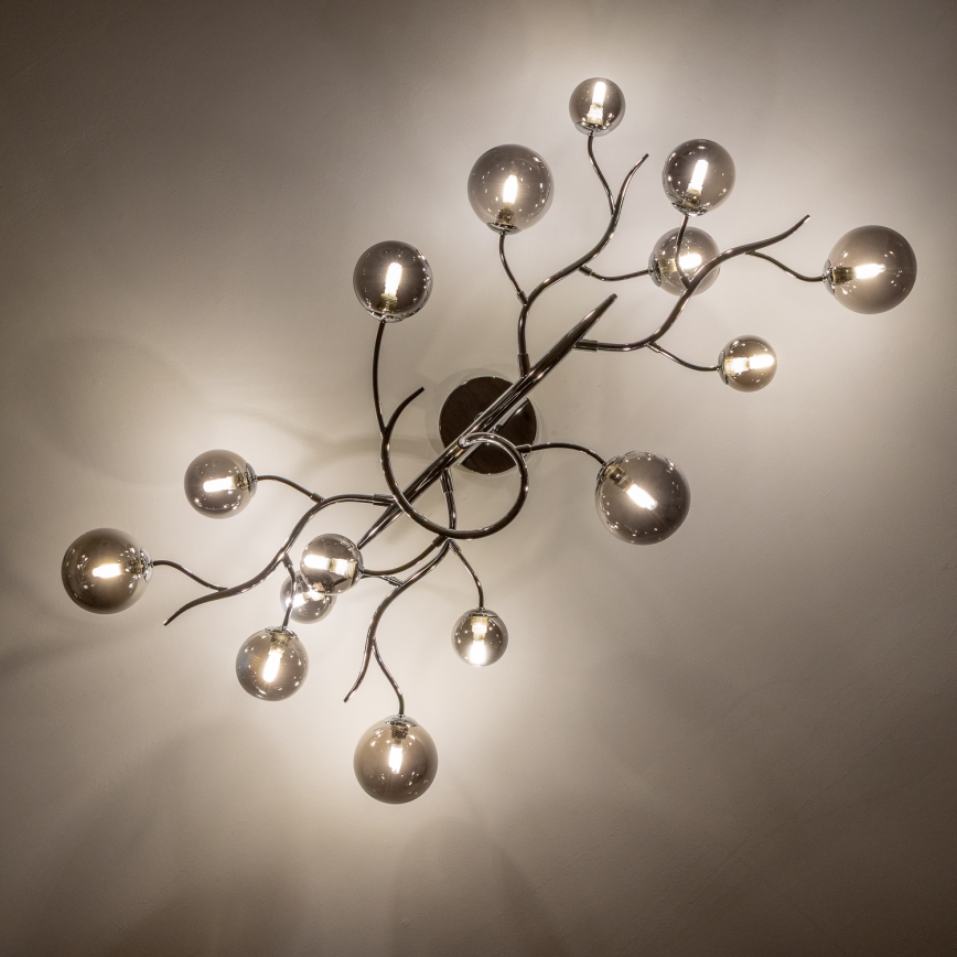 Brilagi - Lampadario a plafone LED MISTEL 15xG9/3W/230V nero cromato/fumé