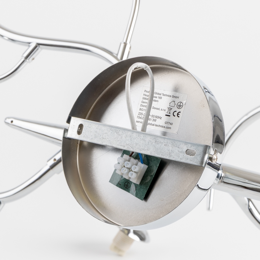 Brilagi - Lampadario a plafone LED MISTEL 15xG9/3W/230V nero cromato/fumé