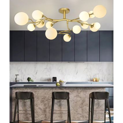 Brilagi - Lampadario a plafone LED MISTEL 15xG9/3W/230V oro/bianco