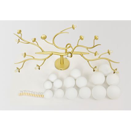 Brilagi - Lampadario a plafone LED MISTEL 15xG9/3W/230V oro/bianco