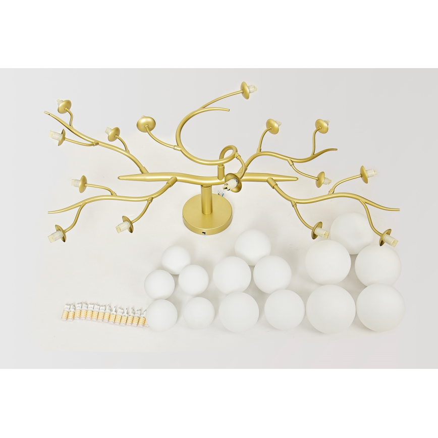 Brilagi - Lampadario a plafone LED MISTEL 15xG9/3W/230V oro/bianco