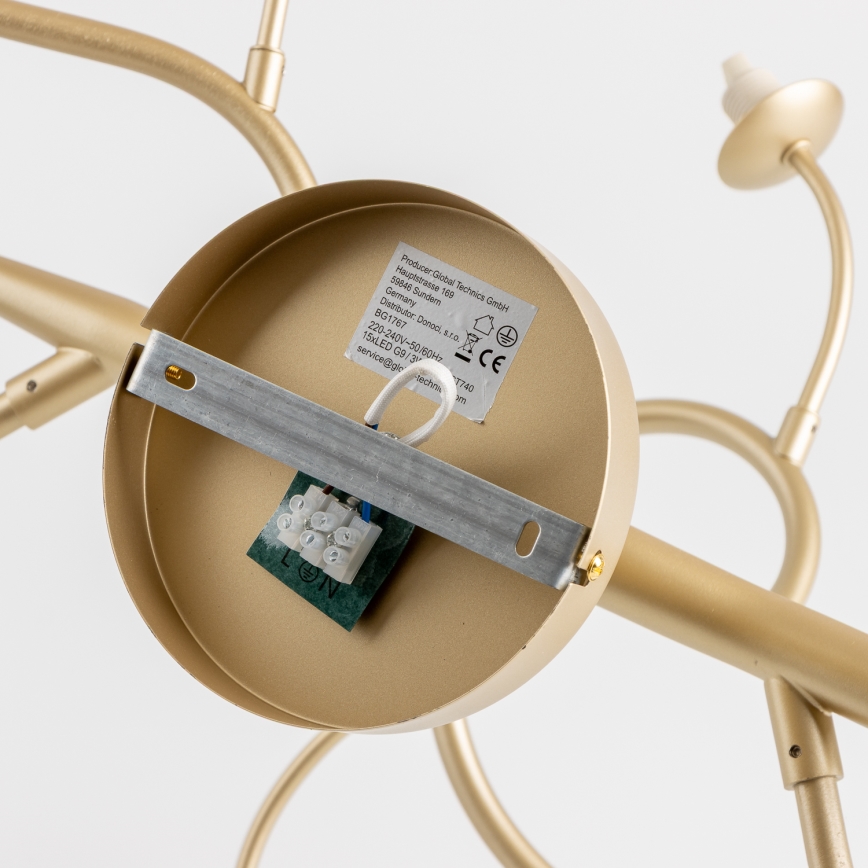 Brilagi - Lampadario a plafone LED MISTEL 15xG9/3W/230V oro/bianco