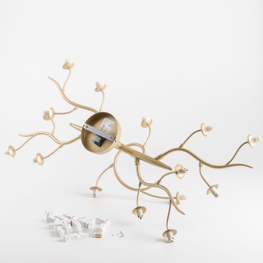 Brilagi - Lampadario a plafone LED MISTEL 15xG9/3W/230V oro/bianco