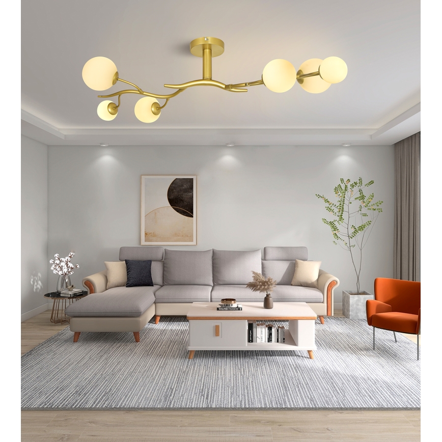 Brilagi - Lampadario a plafone LED MISTEL 6xG9/3W/230V oro/bianco