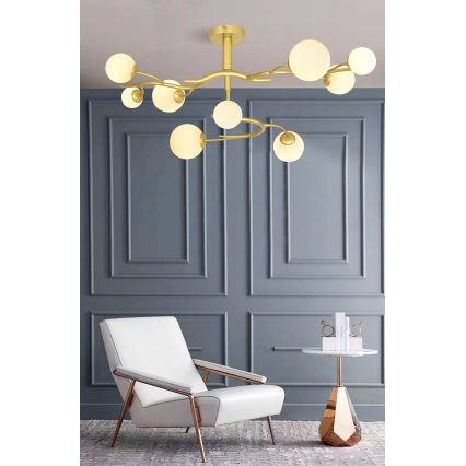 Brilagi - Lampadario a plafone LED MISTEL 9xG9/3W/230V oro/bianco