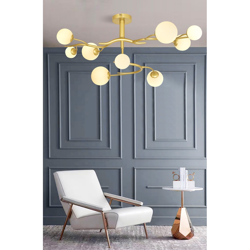 Brilagi - Lampadario a plafone LED MISTEL 9xG9/3W/230V oro/bianco