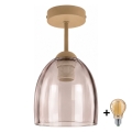 BRILAGI - Lampadario a plafone LED RETRO GLASS 1xE27/60W/230V Ø 17 cm beige/beige fumé