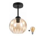 BRILAGI - Lampadario a plafone LED RETRO GLASS 1xE27/60W/230V Ø 18 cm nero/fumé beige