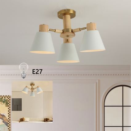 Brilagi - Lampadario a plafone LUND WOOD 3xE27/40W/230V Ø 50 cm legno