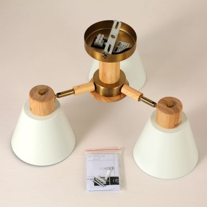 Brilagi - Lampadario a plafone LUND WOOD 3xE27/40W/230V Ø 50 cm legno