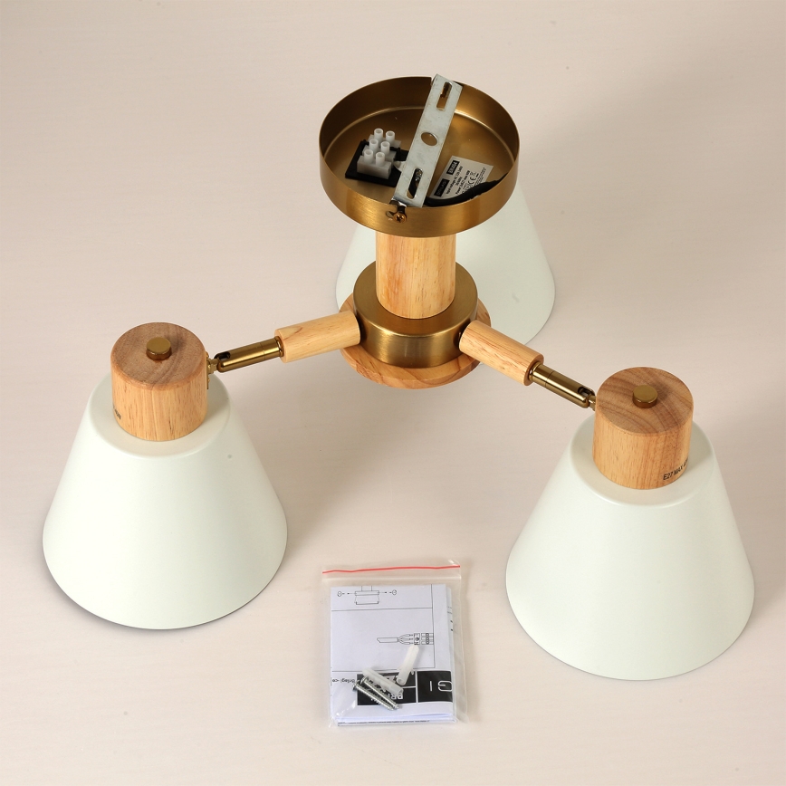 Brilagi - Lampadario a plafone LUND WOOD 3xE27/40W/230V Ø 50 cm legno