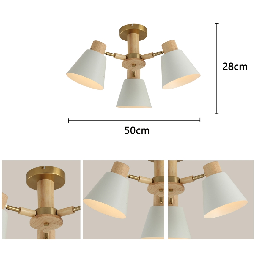 Brilagi - Lampadario a plafone LUND WOOD 3xE27/40W/230V Ø 50 cm legno