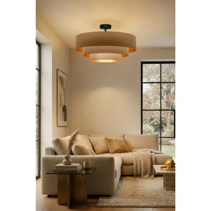Brilagi - Lampadario a plafone LUNETA 3xE27/60W/230V Ø 80 cm beige/oro