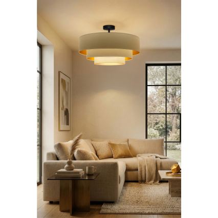 Brilagi - Lampadario a plafone LUNETA 3xE27/60W/230V Ø 80 cm crema/oro