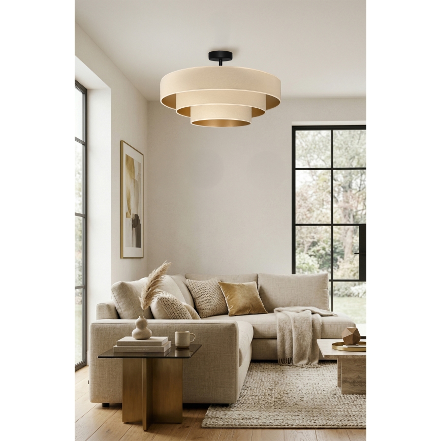 Brilagi - Lampadario a plafone LUNETA 3xE27/60W/230V Ø 80 cm crema/oro