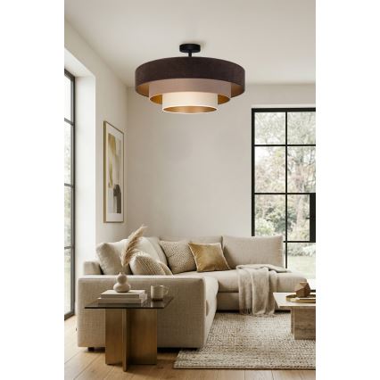 Brilagi - Lampadario a plafone LUNETA, 3xE27/60W/230V, Ø 80 cm, marrone/beige/crema