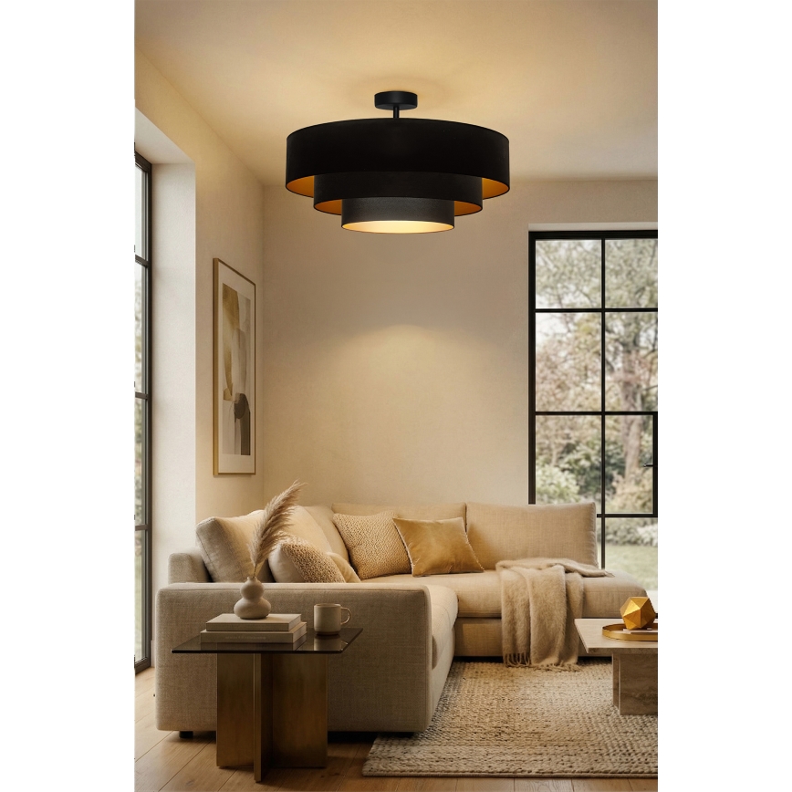 Brilagi - Lampadario a plafone LUNETA 3xE27/60W/230V Ø 80 cm nero/oro
