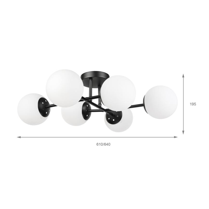 Brilagi - Lampadario a plafone MALONY 6xE14/20W/230V nero