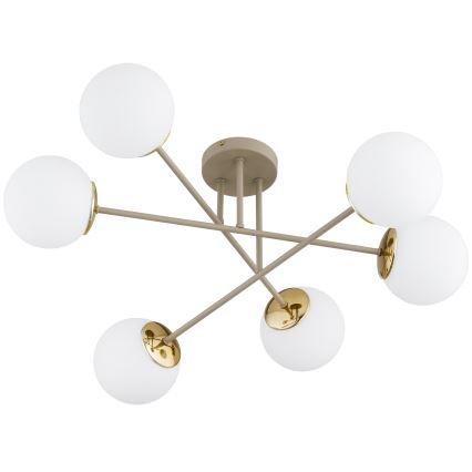 Brilagi - Lampadario a plafone MILO 6xE27/60W/230V beige/oro