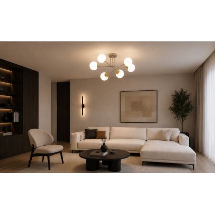 Brilagi - Lampadario a plafone MILO 6xE27/60W/230V beige/oro