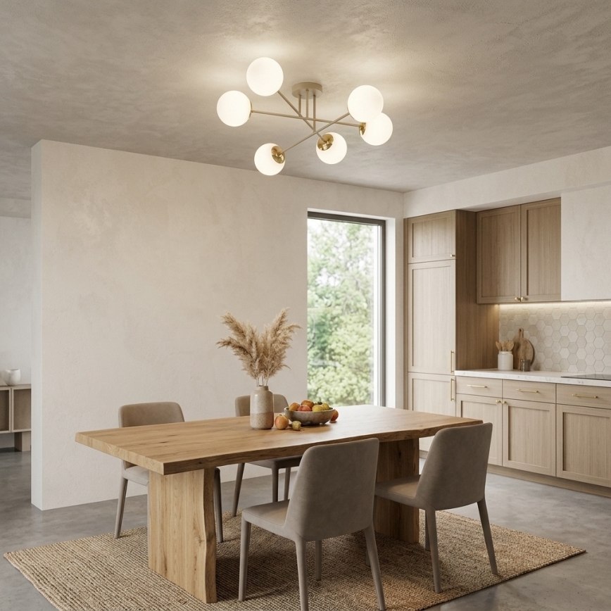 Brilagi - Lampadario a plafone MILO 6xE27/60W/230V beige/oro