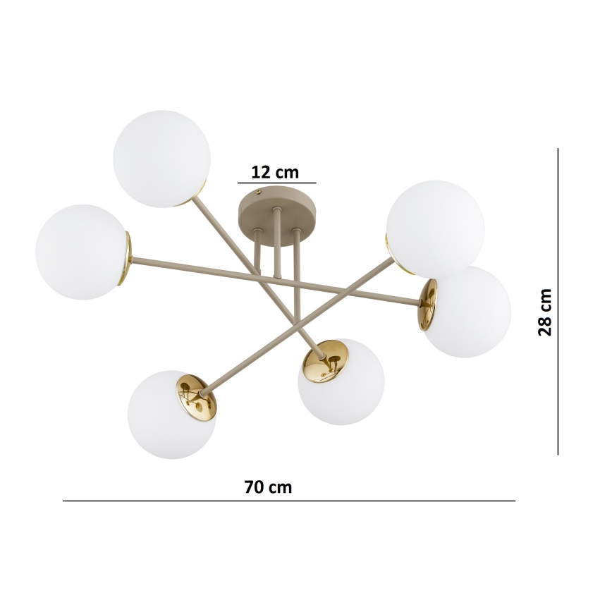 Brilagi - Lampadario a plafone MILO 6xE27/60W/230V beige/oro