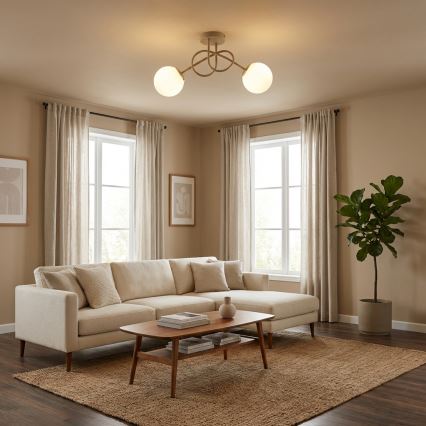 Brilagi - Lampadario a plafone MILO ECRU 2xE27/60W/230V beige/oro