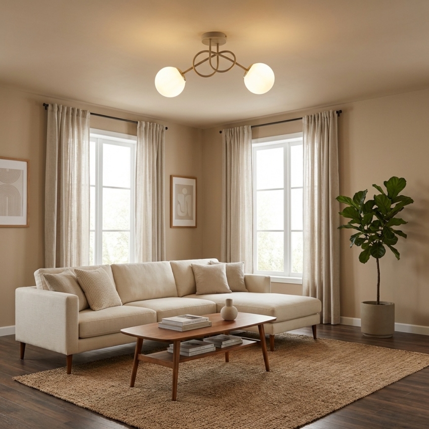 Brilagi - Lampadario a plafone MILO ECRU 2xE27/60W/230V beige/oro