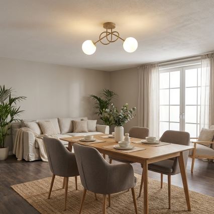 Brilagi - Lampadario a plafone MILO ECRU 2xE27/60W/230V beige/oro