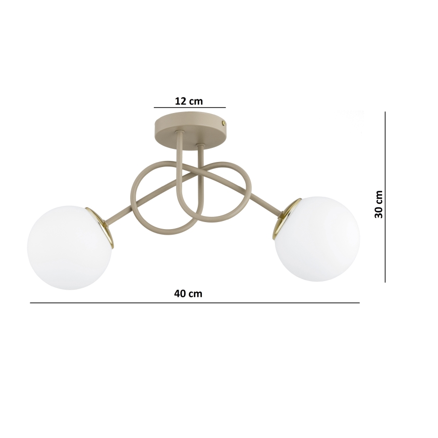 Brilagi - Lampadario a plafone MILO ECRU 2xE27/60W/230V beige/oro