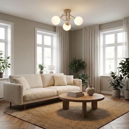 Brilagi - Lampadario a plafone MILO ECRU 3xE27/60W/230V beige/oro