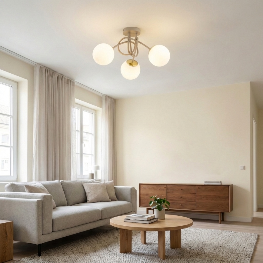 Brilagi - Lampadario a plafone MILO ECRU 3xE27/60W/230V beige/oro