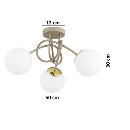 Brilagi - Lampadario a plafone MILO ECRU 3xE27/60W/230V beige/oro