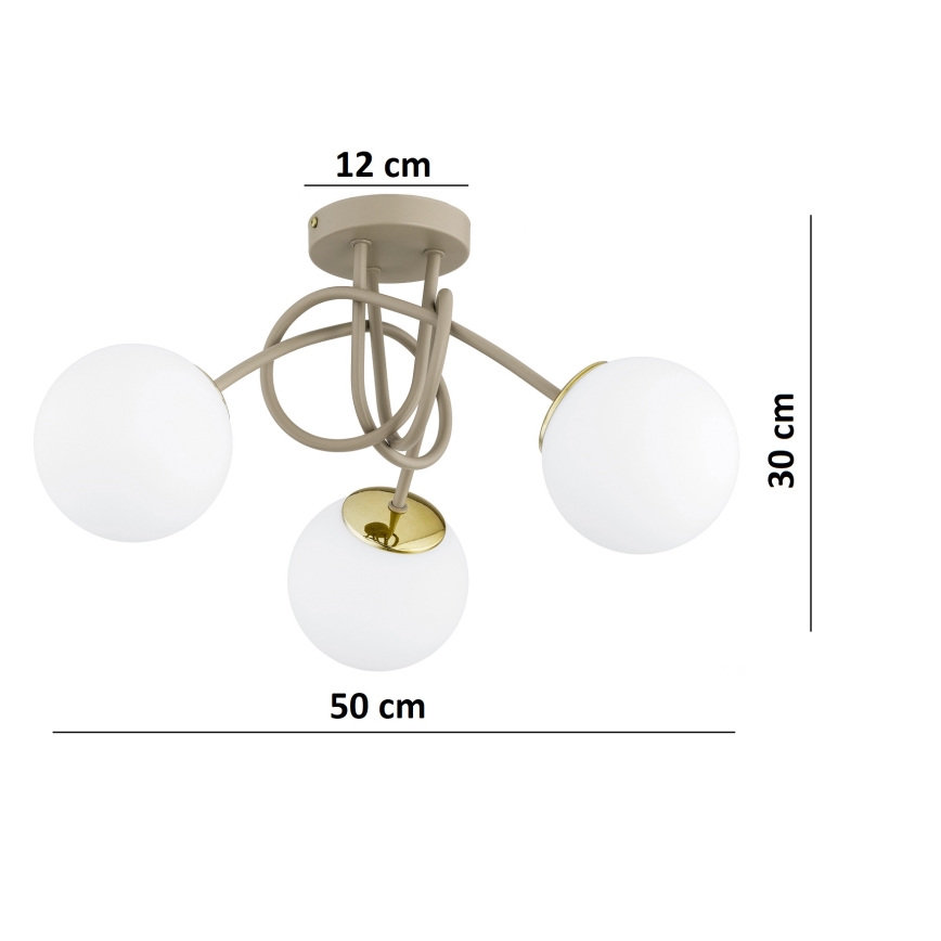 Brilagi - Lampadario a plafone MILO ECRU 3xE27/60W/230V beige/oro