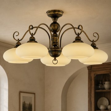 Brilagi - Lampadario a plafone MOLLERO 5xE27/15W/230V Ø 84 cm bronzo/patina