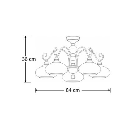 Brilagi - Lampadario a plafone MOLLERO 5xE27/15W/230V Ø 84 cm bronzo/patina