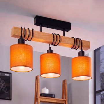 Brilagi - Lampadario a plafone NUBILA 3xE27/60W/230V pino/arancione