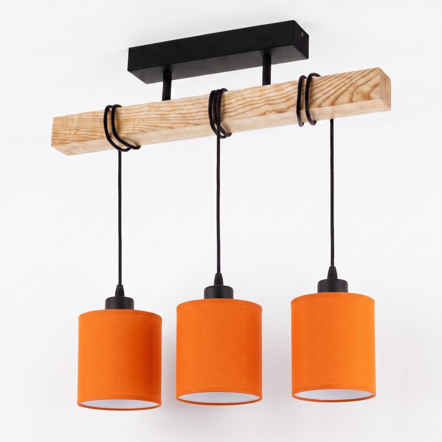 Brilagi - Lampadario a plafone NUBILA 3xE27/60W/230V pino/arancione