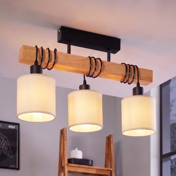 Brilagi - Lampadario a plafone NUBILA 3xE27/60W/230V pino/crema