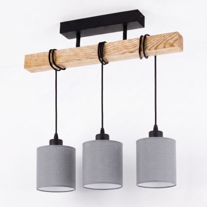 Brilagi - Lampadario a plafone NUBILA 3xE27/60W/230V pino/grigio chiaro