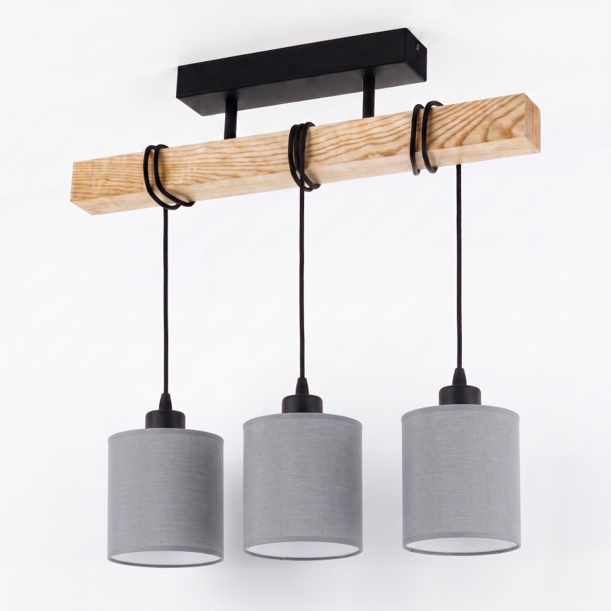 Brilagi - Lampadario a plafone NUBILA 3xE27/60W/230V pino/grigio chiaro