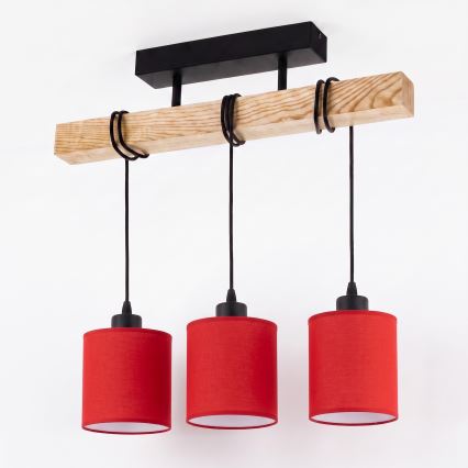 Brilagi - Lampadario a plafone NUBILA 3xE27/60W/230V pino/rosso