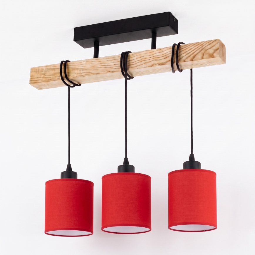 Brilagi - Lampadario a plafone NUBILA 3xE27/60W/230V pino/rosso