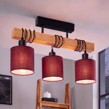 Brilagi - Lampadario a plafone NUBILA 3xE27/60W/230V pino/rosso pompeiano