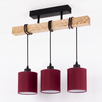 Brilagi - Lampadario a plafone NUBILA 3xE27/60W/230V pino/rosso pompeiano