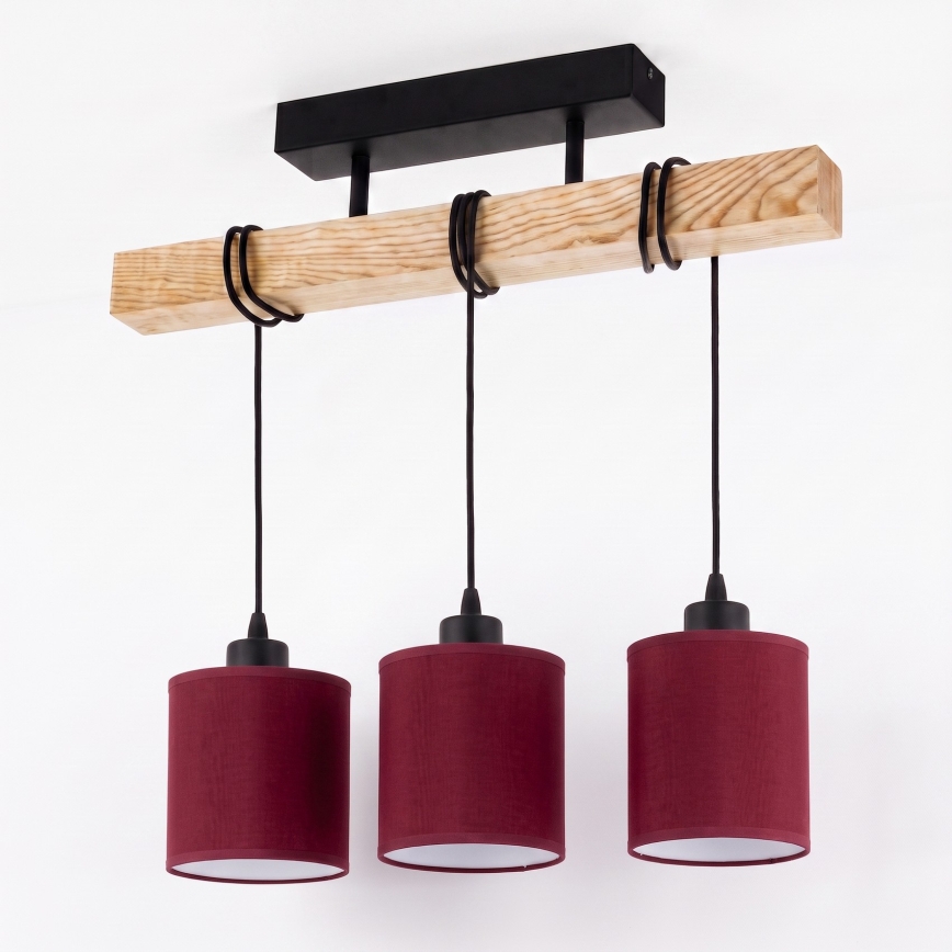 Brilagi - Lampadario a plafone NUBILA 3xE27/60W/230V pino/rosso pompeiano