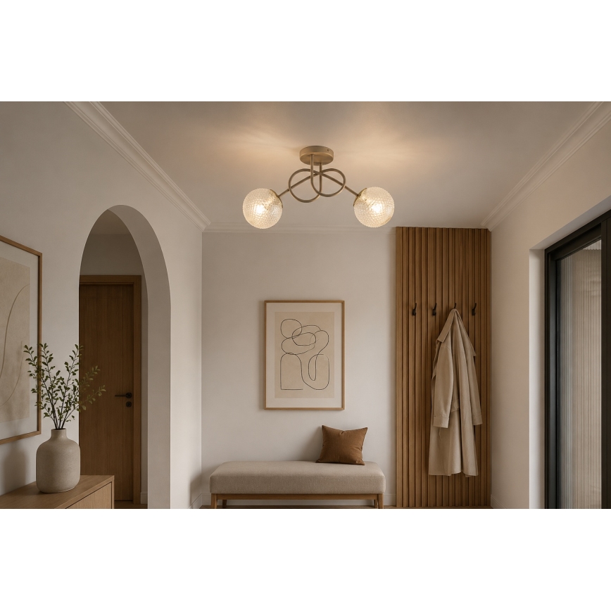 Brilagi - Lampadario a plafone STELLA 2xE27/60W/230V beige/oro