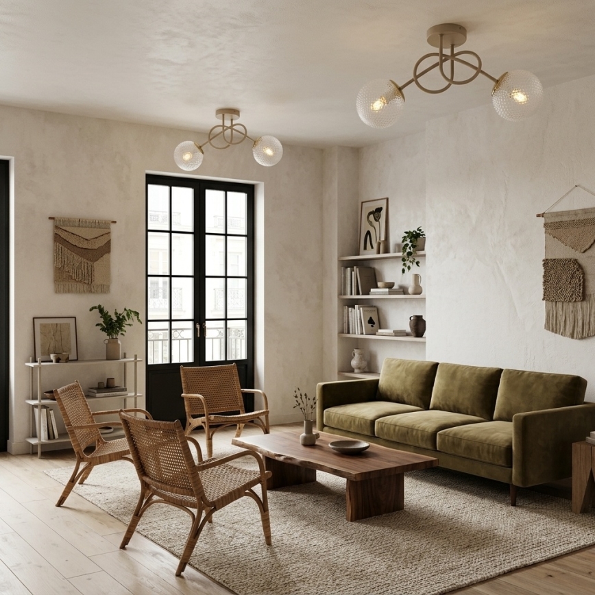 Brilagi - Lampadario a plafone STELLA 2xE27/60W/230V beige/oro